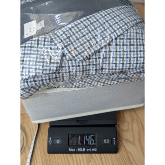 A New Day Oversized Blue Cream Brown Checkered Size Large Button Blazer Jacket - Picture 8 of 8